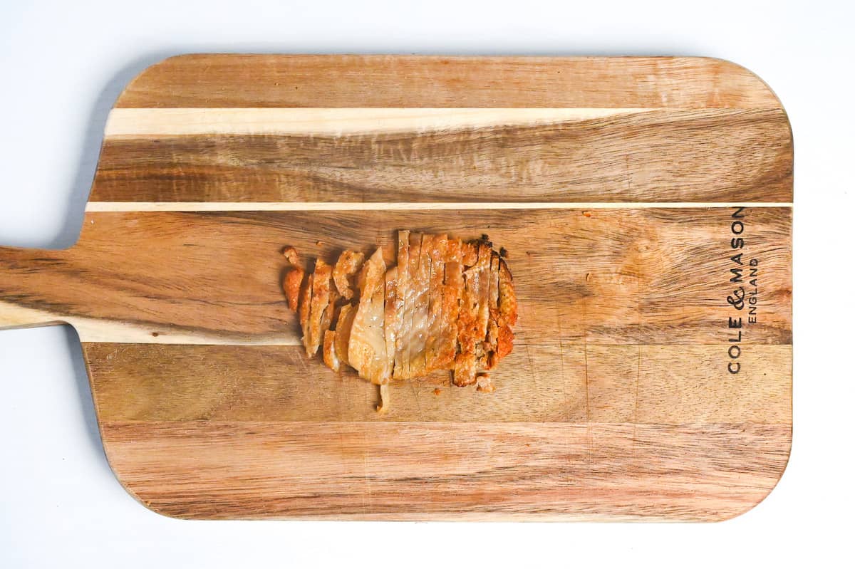 crispy chicken skin cut into thin slices