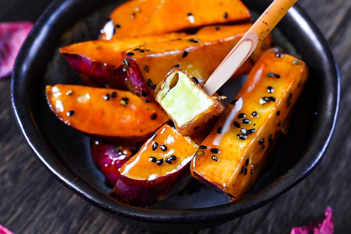 Japanese candied sweet potato "daigaku imo" fluffy inside