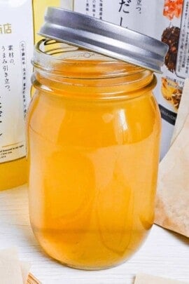 dashi made with a dashi packet in a jar