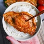 serving suggestion: ginger pork over a bowl of rice