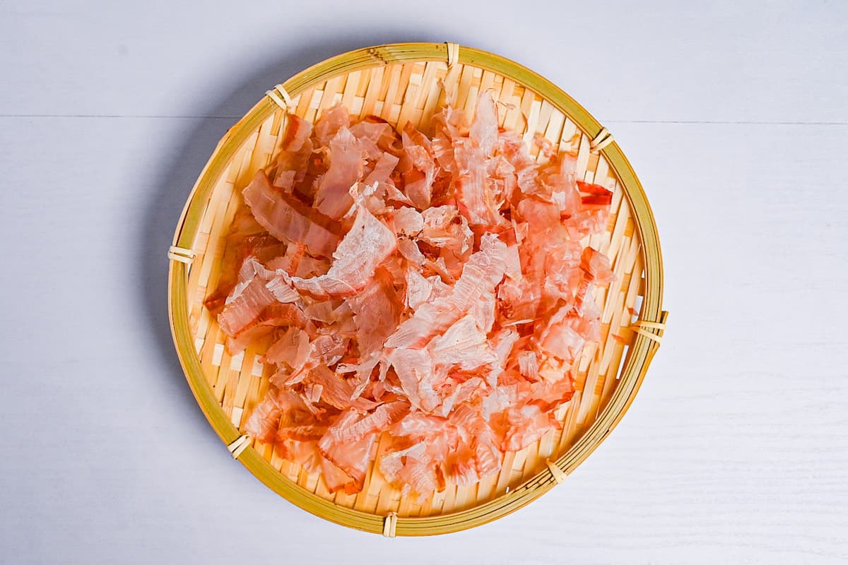 Katsuobushi on a bamboo tray