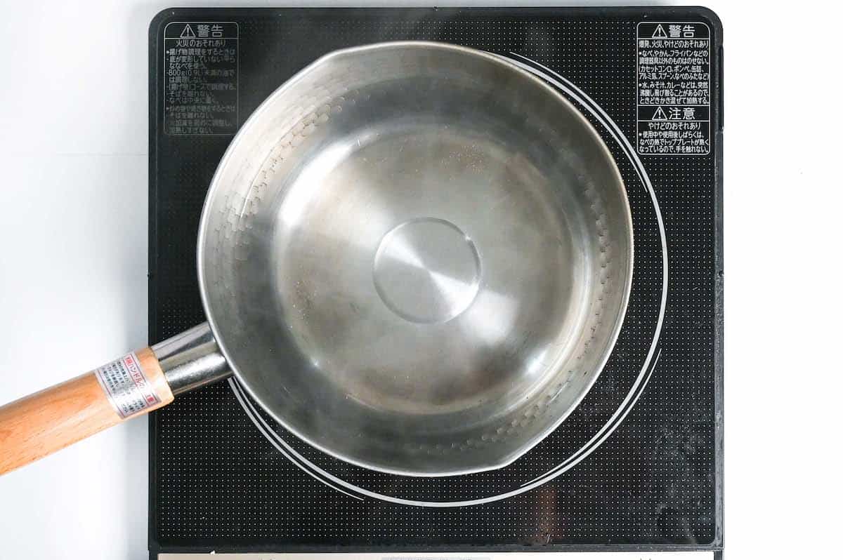 Boiled water in a pot