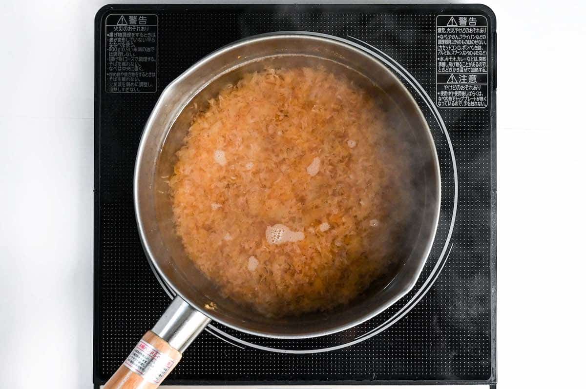 Water added to used katsuobushi to make a second batch of katsuo dashi