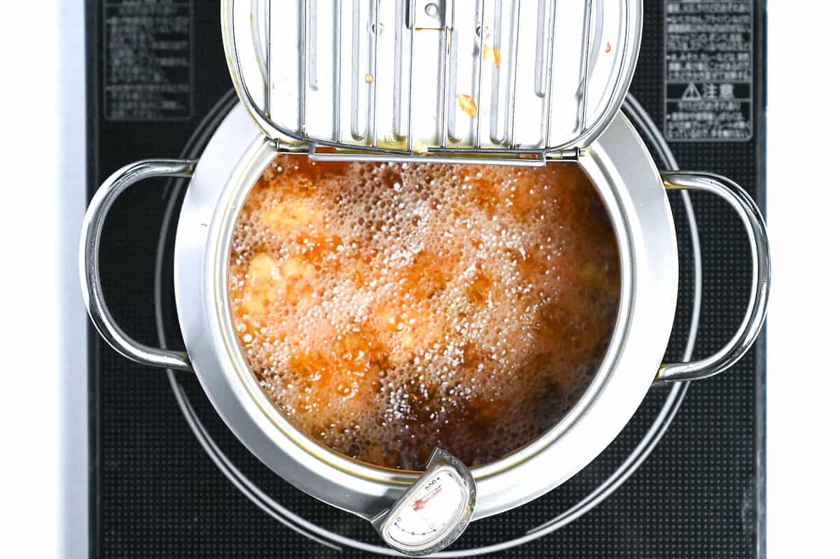 second fry at higher temperature for lemon karaage