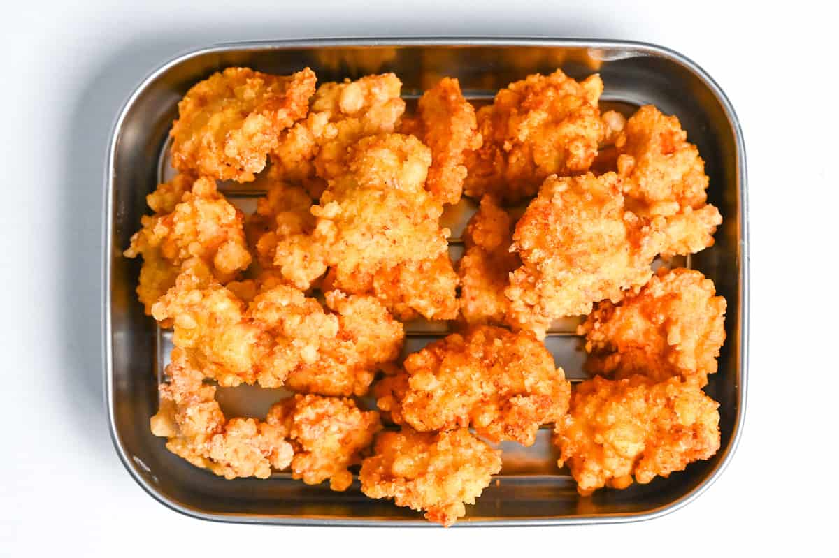 twice fried lemon karaage made with chicken breast