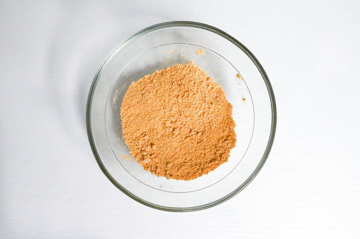 kinako roasted soybean powder mixed with sugar and salt in a small glass bowl