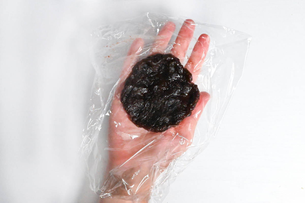 anko (red bean paste) pressed into a flat circle