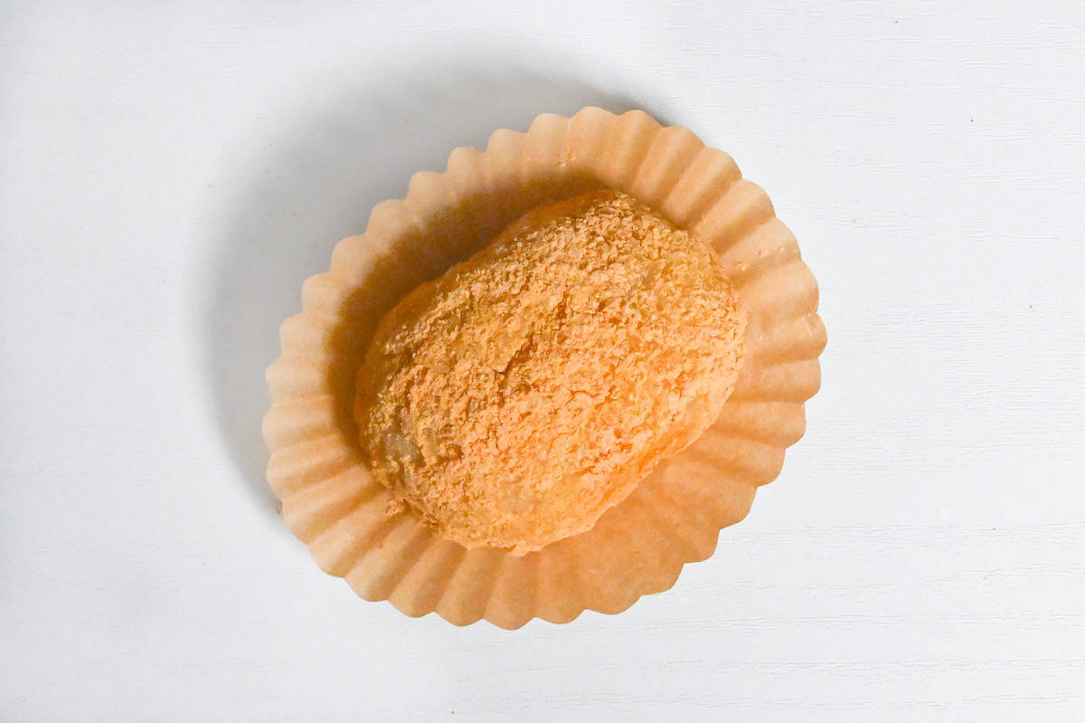 kinako ohagi in a brown cupcake case