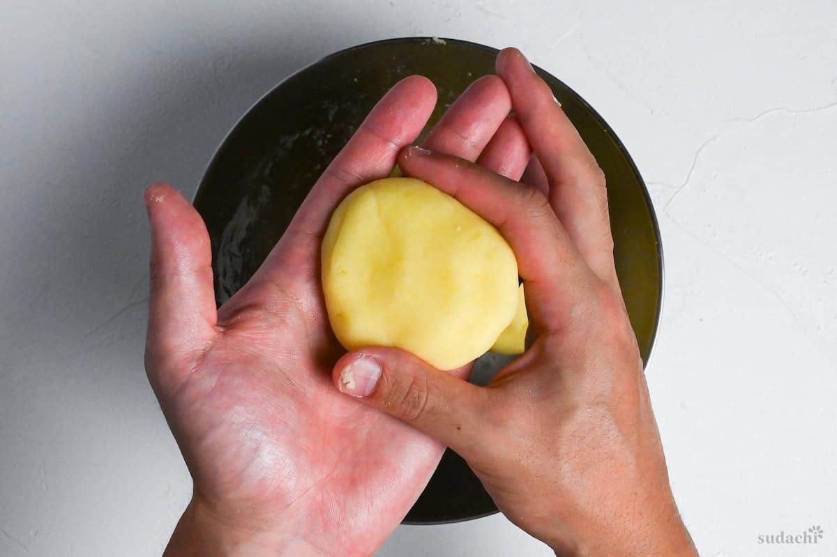 potato mochi shaped into a disc