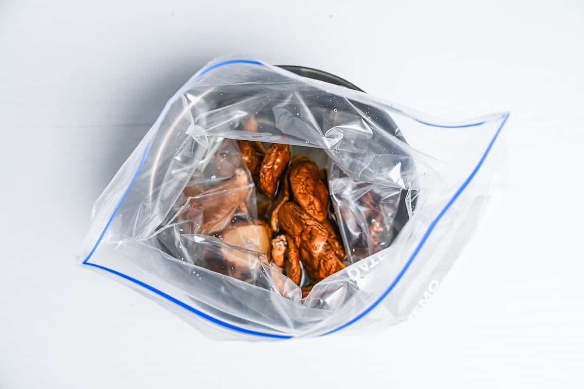 dried shiitake mushrooms in a ziplock bag