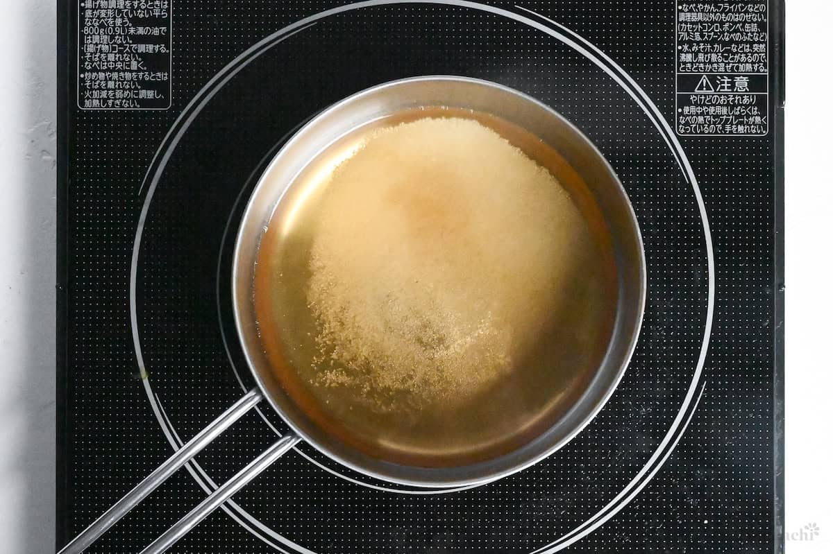 making tare for shio ramen using sake, white wine, salt, mirin and light soy sauce