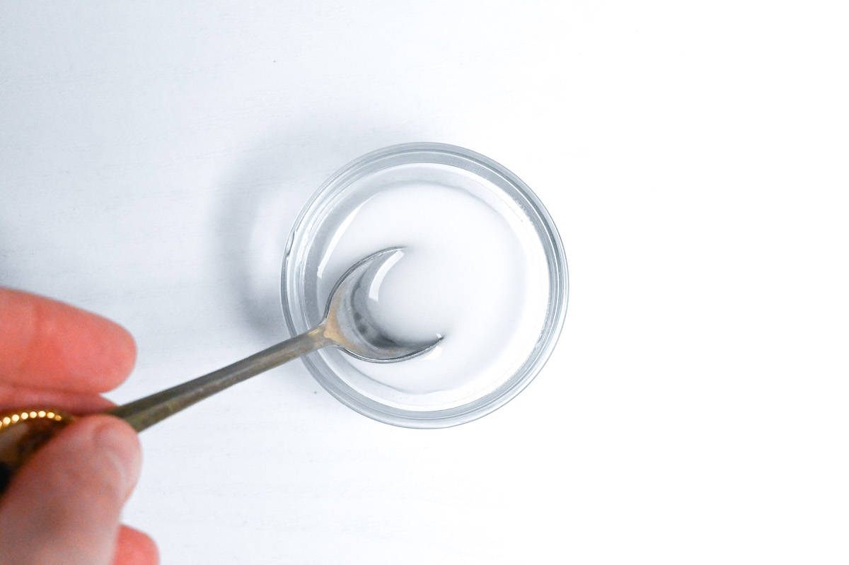 slurry made with potato starch and water in a small glass bowl