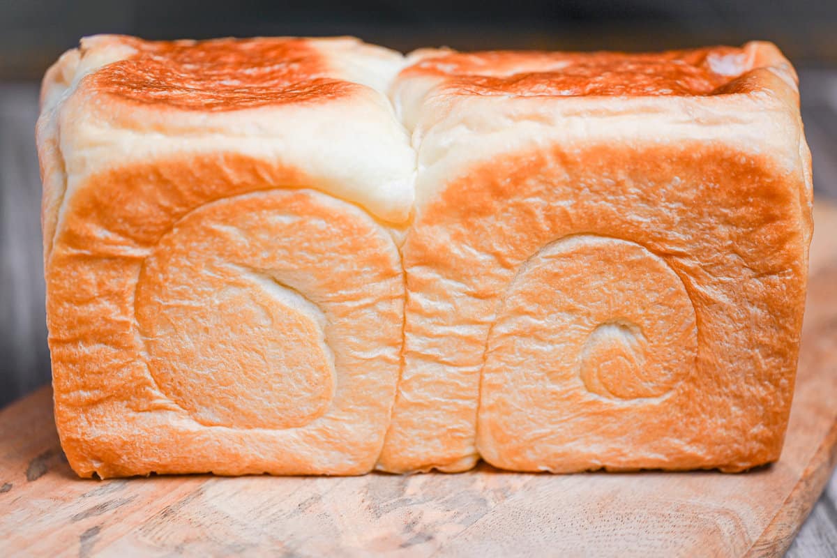 side view of nama shokupan with swirls