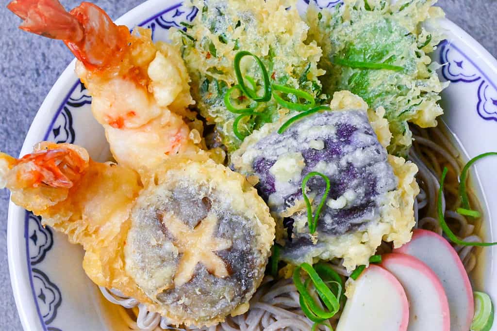 Japanese tempura soba noodles