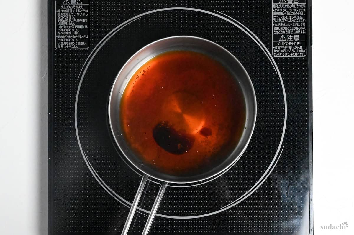 TKM sauce in a saucepan on IC stovetop