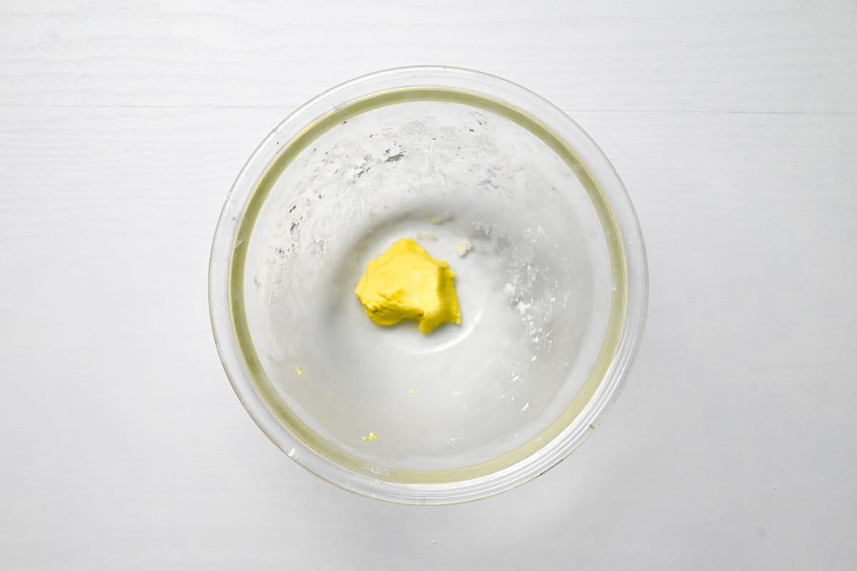 dango dough coloured with turmeric