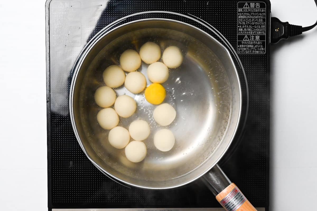 dango boiling in a pot