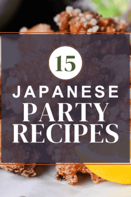 party food ideas roundup thumbnail with karaage in the background