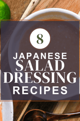 Japanese salad dressings thumbnail with miso yuzu dressing in a ceramic jug in the background